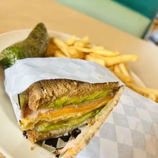 Ham Breakfast Sandwich + avocado + cheese w/ French Fries