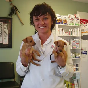 Dr. Boyer and puppies