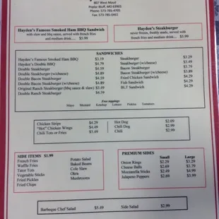 Front menu