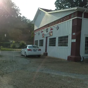 a car parked in front of a building