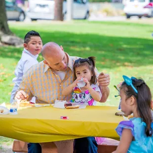 Everyone enjoying their food