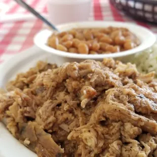 Sm BBQ Plate with slaw and baked beans