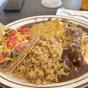 Taco and enchilada combo