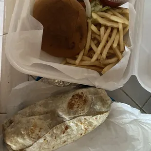 Hamburger Combo and Burrito Combo
