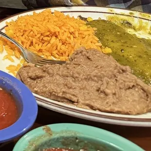 Spinach and Mushroom Enchiladas w/salsa verde that was top notch