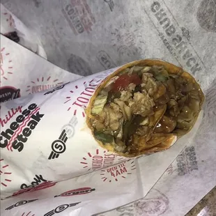 Chicken teriyaki wrap! You can make any sandwich on our menu into a wrap as well!!