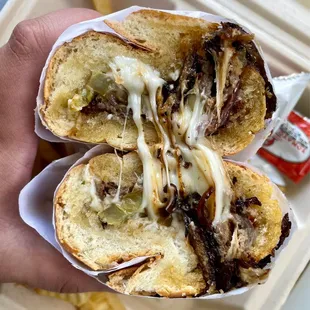 Philly Cheese Steak Sandwich Cross Section