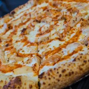 a close up of a pizza