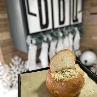 Clam chowder bread bowl