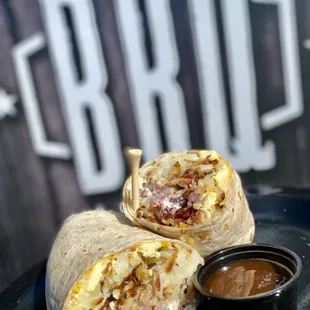 Bbq brisket breakfast burrito