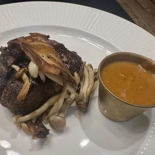 Filet with mushrooms and au poivre sauce