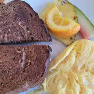 Eggs, fruit &amp; toast
