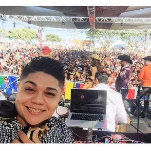 Dj 2lips entertaining at the LGBT festival in long beach for a crowd of thousands