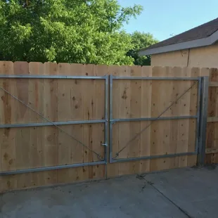 Steel Frame Double drive gate with wood face