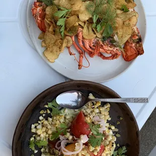 Half lobster and tomato salad