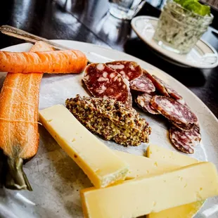 Saucisson Sec, Leelanau Raclette, mustard &amp; pickled carrots