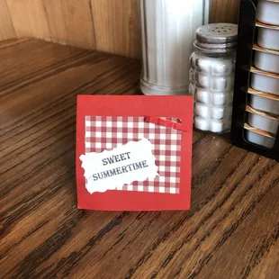 a small sign on a table