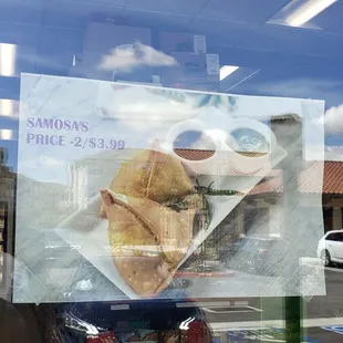 a sign in the window