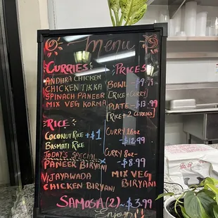Takeout menu options