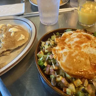Skillet (veggie) and swap toast for pancakes! Bam!!