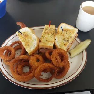 American Club with onion rings!