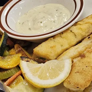 Grilled Alaskan Cod with grilled veggies