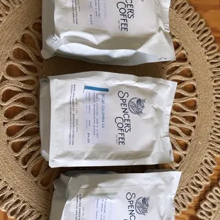 Spencer&apos;s coffee beans, available for shipment.