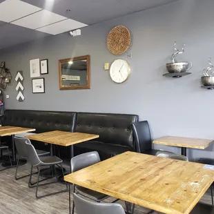 tables and chairs in a restaurant