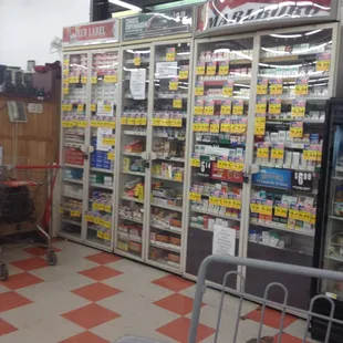 a grocery store with a checkered floor