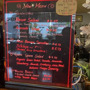 New menu 5/18/22