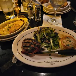 Filet, crab cake and twice baked potato