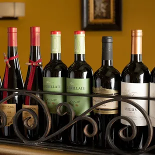 a row of wine bottles