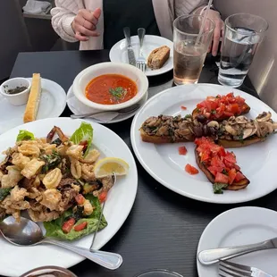 FRIED CALAMARI, Bruschetta