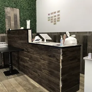 the front desk of a salon
