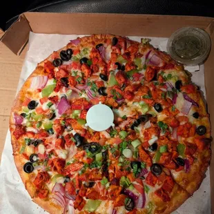 12' Chicken Tikka Masala Pizza - 8 slices $15 plus Tax included two yummy sauces.