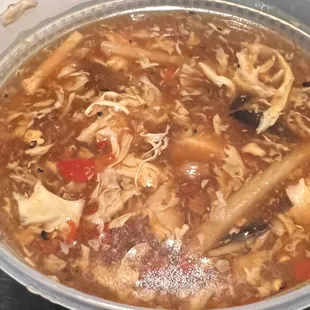 Hot and sour soup.  The divine Asian cuisine gods are smiling down on this one!