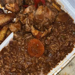 a close up view of the meat and vegetables