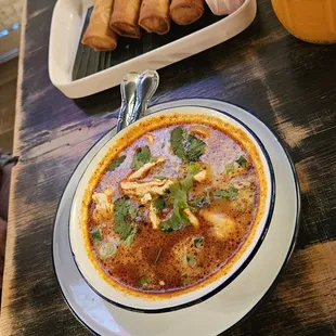 A1. Spring Rolls &  S1. Galangal Soup - Tom Kha