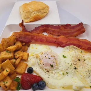 bacon, eggs, and potatoes