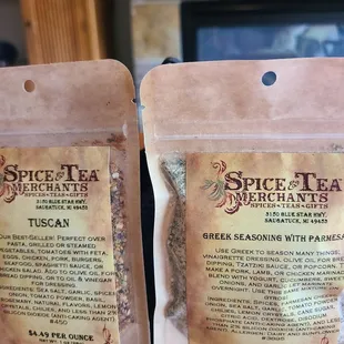 two bags of spice and tea