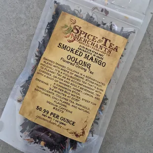 a bag of dried mangos