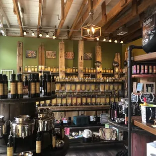shelves of spices and teas