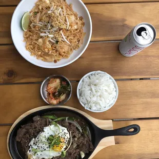 Pad Thai &amp; Bulgogi Rice Bowl (sub rice noodles)