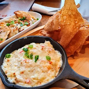 Crab Rangoon dip with chips.