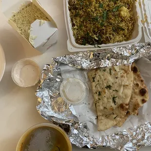 19. House Curry, 58. Goat Biryani, and 60. Butter Naan