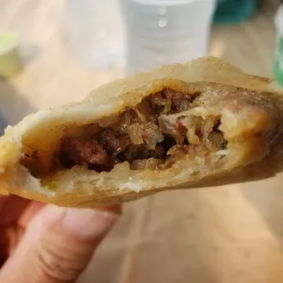 Inside beef samosa from Moyo Kitchen