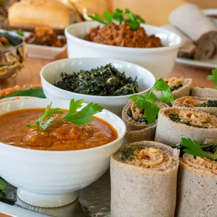 Ethiopian-American fusion cuisine including injera rolls from WUHA