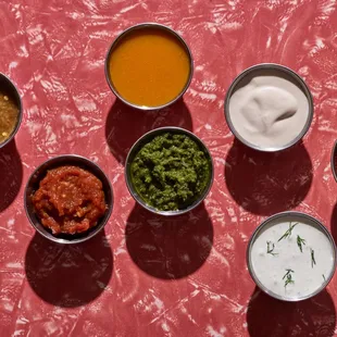 a variety of condiments