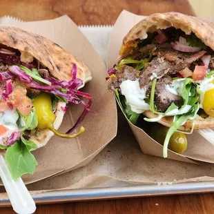 Lamb and beef shwarma sandwiches.