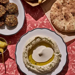 a variety of food items on a table